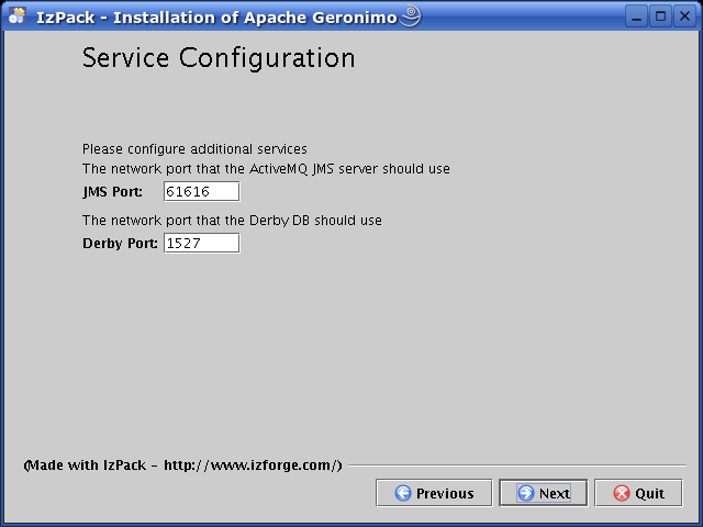 Geronimo Installer: Service Configuration