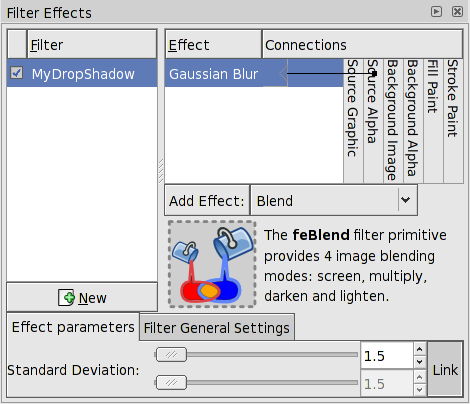Filter Effects dialog: Drop Shadow.
