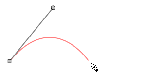 End point of Bezier curve.