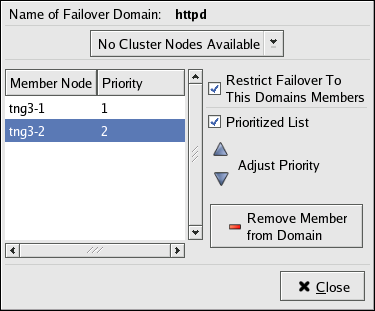 Failover Domain Configuration: Adjusting Priority