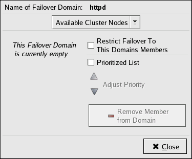 Failover Domain Configuration: Configuring a Failover Domain