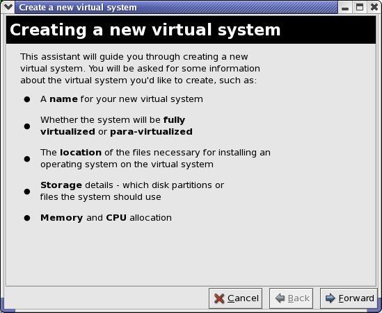Creating a New Virtual System Wizard