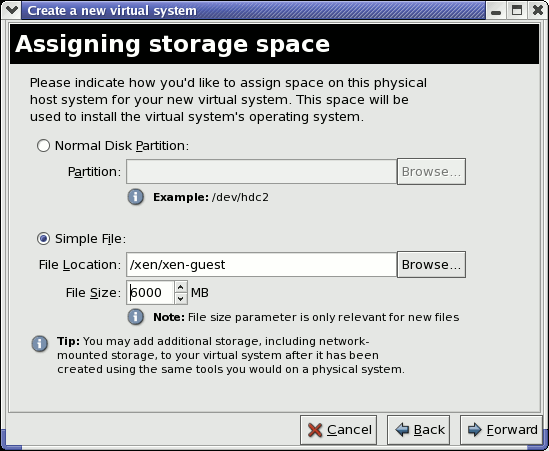 Assigning the Storage Space