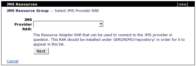 Console: Select JMS Provider