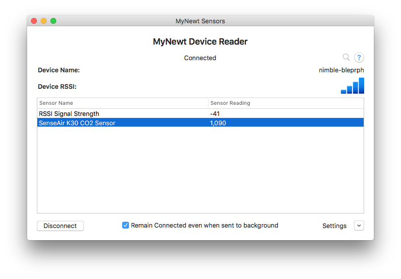 MyNewt Sensor Reader