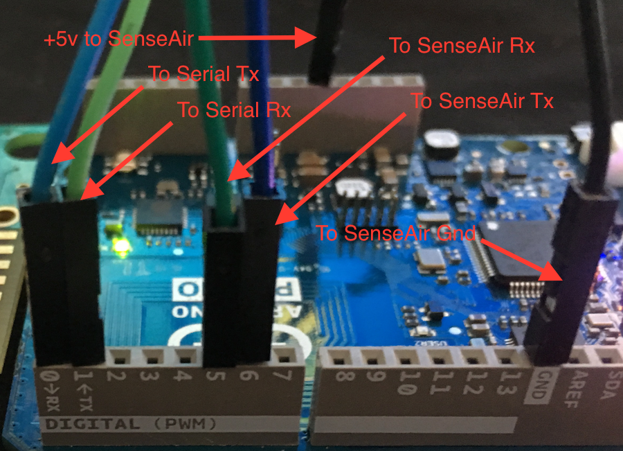 SenseAir and Arduino Primo Wiring