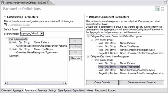 Aggregate parameters