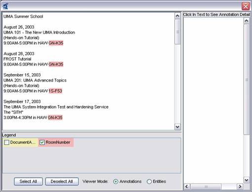 Screenshot of UIMA CAS Annotation Viewer GUI