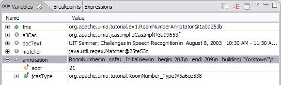 Screenshot of Eclipse debugger showing non-logical-structure display of a feature structure