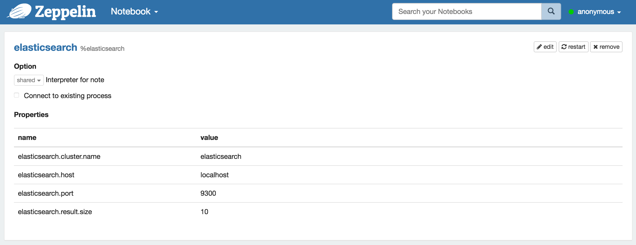 Interpreter configuration