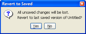 The warning dialog for Revert to Saved.