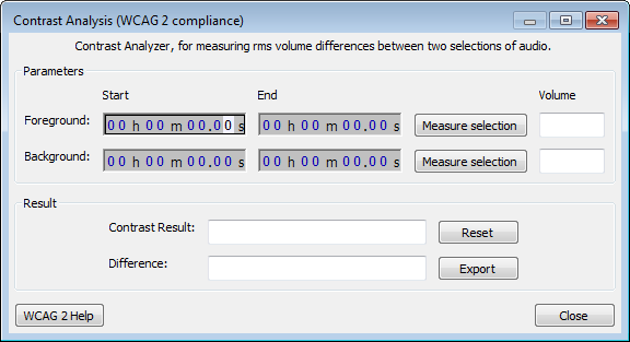 Image of the Contrast Analysis dialog