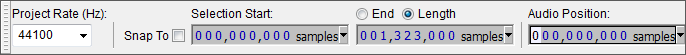 Selection Toolbar showing Selection Format set to "Samples"