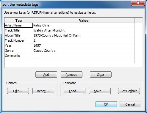 Metadata Editor with completed value fields
