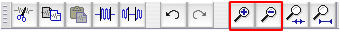 Image of edit toolbar with zoom controls highlighted