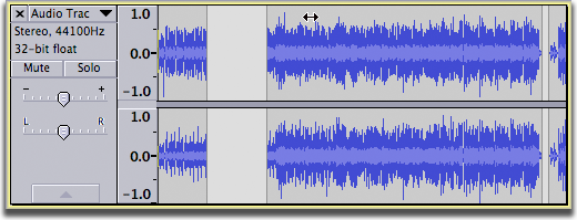 Time-shifting a clip in a standard stereo track