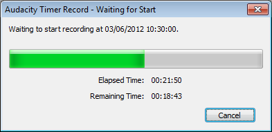 Timer Record Waiting for Start dialog