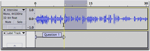 Selecting the audio for the second labeled region.
