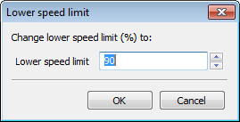 Lower speed dialog, showing default value of 90