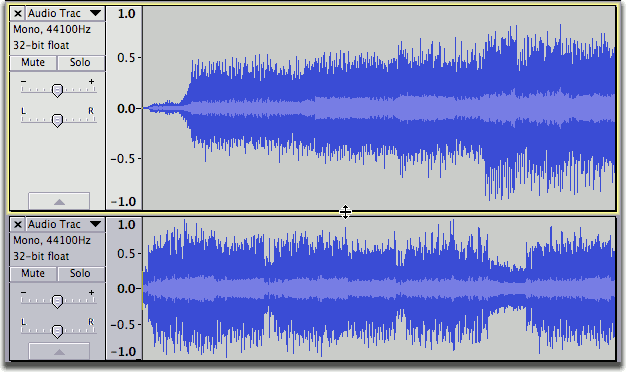 Example of resizing a mono track