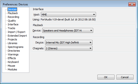 how to reset audacity settings to default