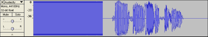 The word 'Audacity' as a wave, in dB mode
