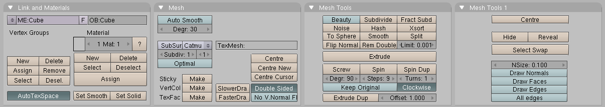 The Edit Buttons window for a Mesh.