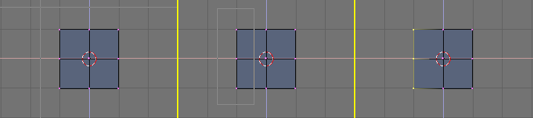 The sequence of Box selecting a group of vertices.