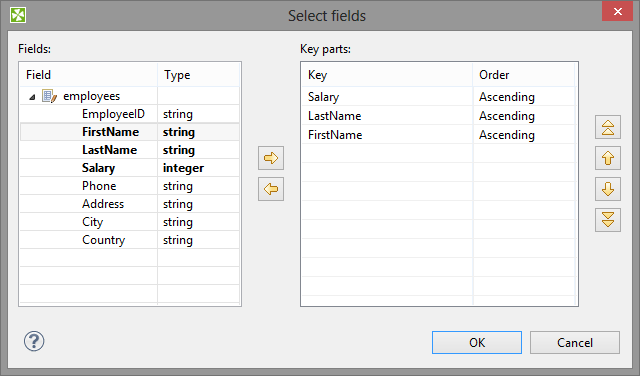 Defining Sort Key and Sort Order