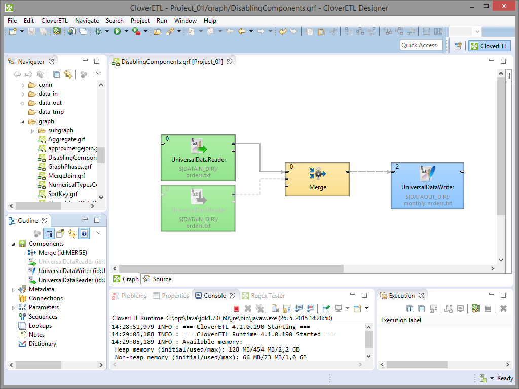 Running a Graph with Disabled Component