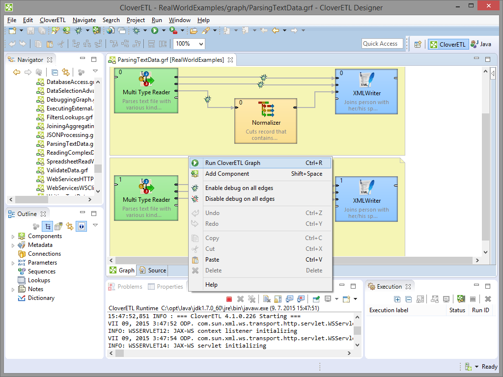 Running a Graph from the Context Menu