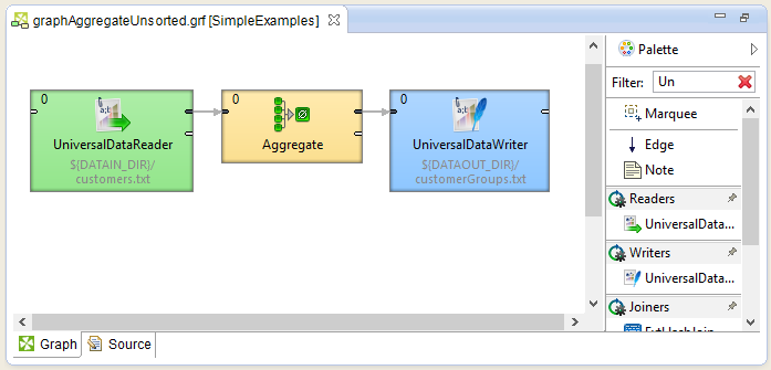 Graph Editor with an Opened Palette of Components