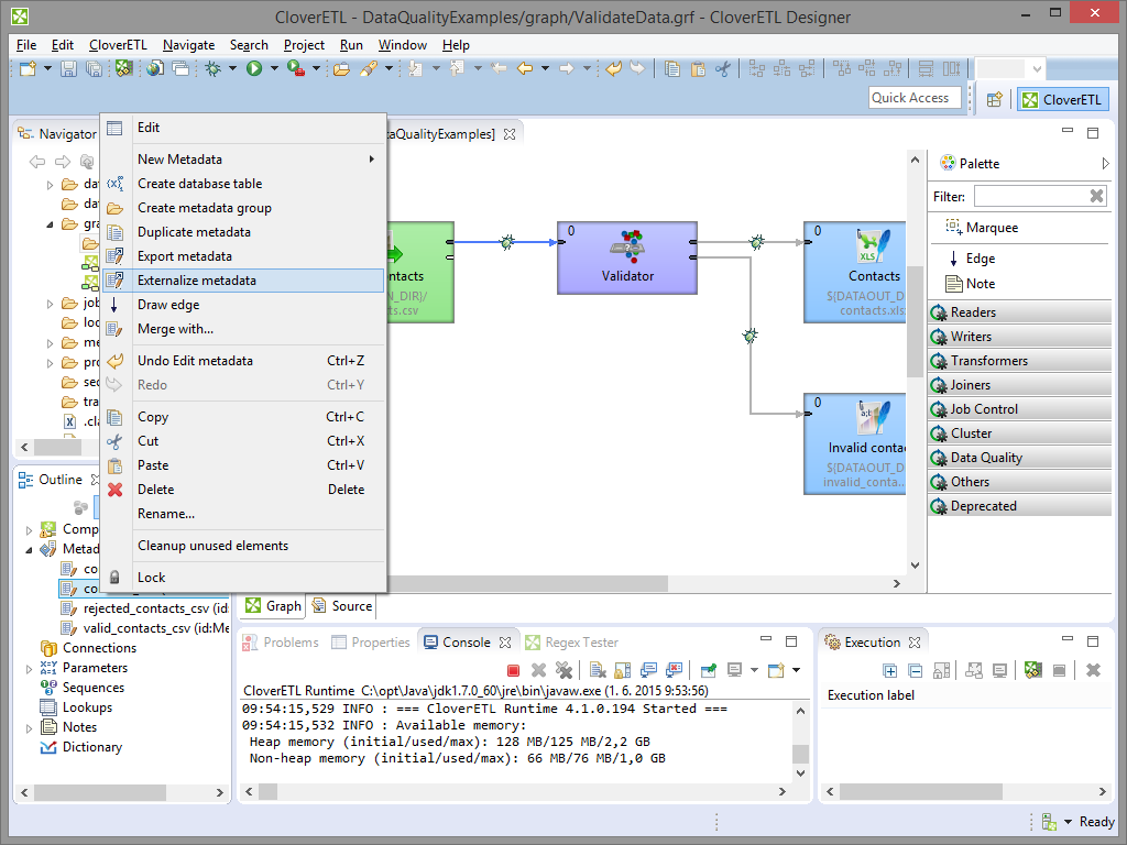 Externalizing and/or Exporting Internal Metadata