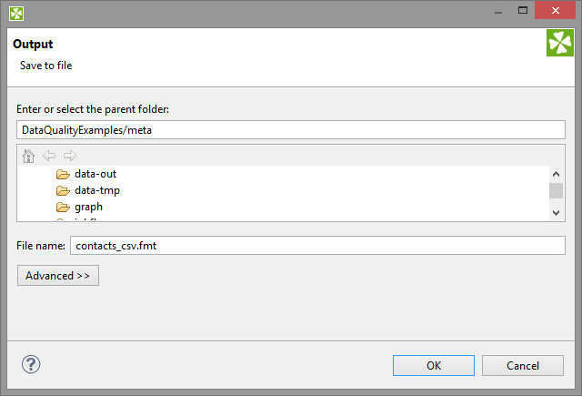 Selecting a Location for a New Externalized and/or Exported Internal Metadata