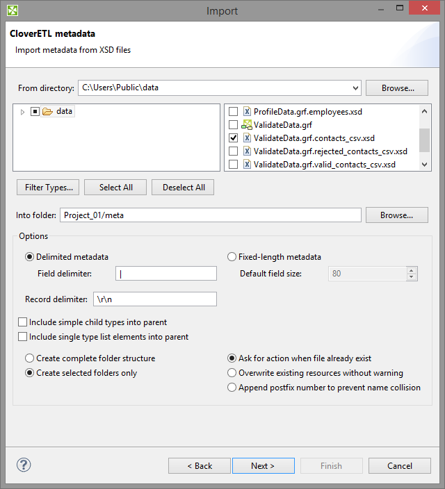 Import Metadata from XSD