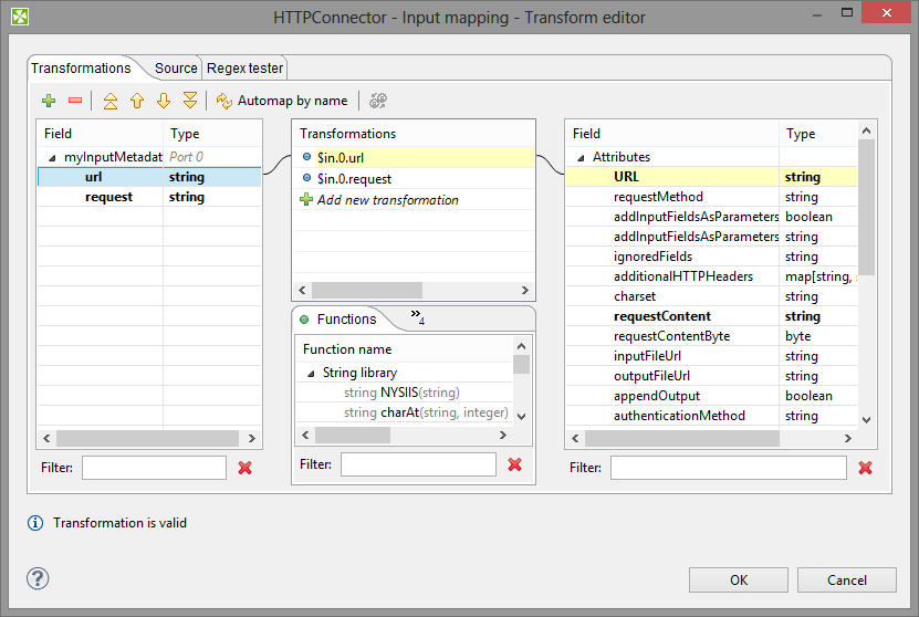 Transform Editor in HTTPConnector