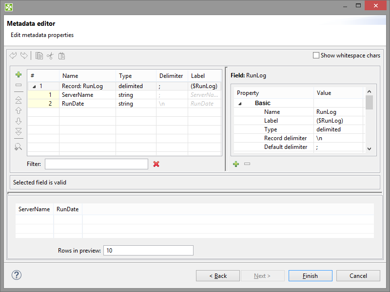 Lotus Notes metadata extraction wizard, page 2