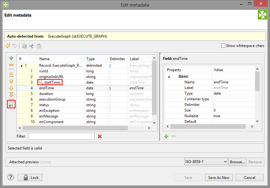 Trackable Fields Selection in Metadata Editor