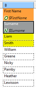 Reading mixed data using two leading cells per column. Rows per record is 2, Data offset needed to be raised to 2 – looking at the first leading cell which has to start reading on the third row.