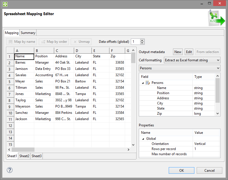 SpreadsheetDataReader Mapping Editor