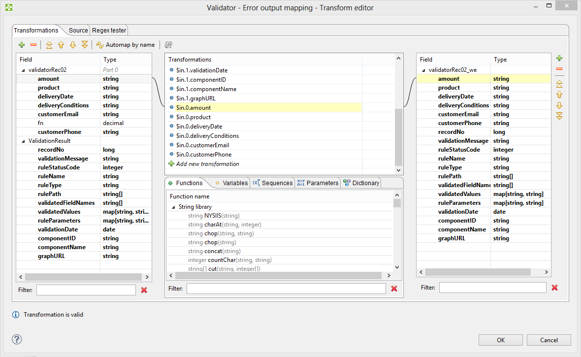 Validator - Error output mapping