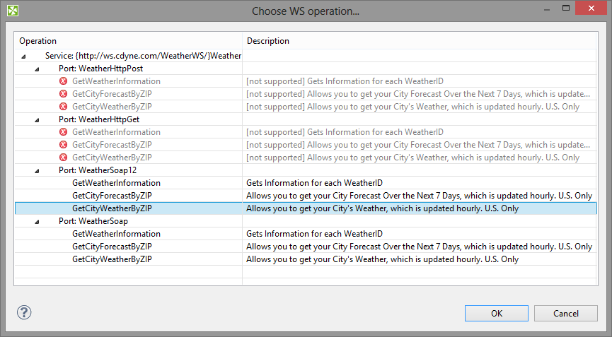 Choosing WS operation name in WebServiceClient.