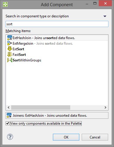 Add Components dialog - finding a sorter.