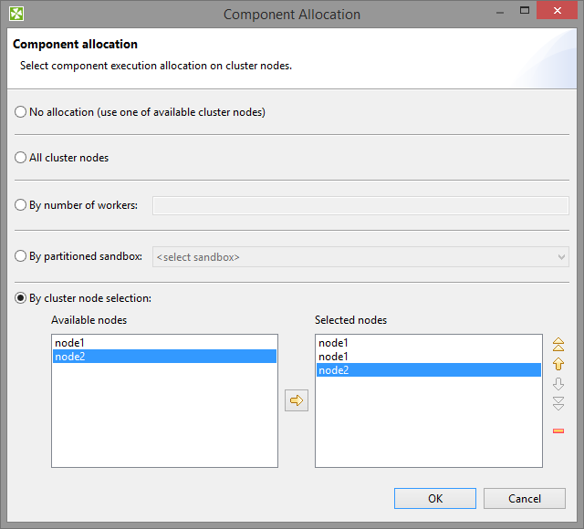 Component allocation dialog