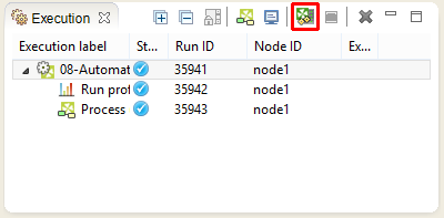 Connect to Job action position in the Execution view