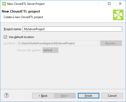 Giving a Name to the New CloverETL Server Project