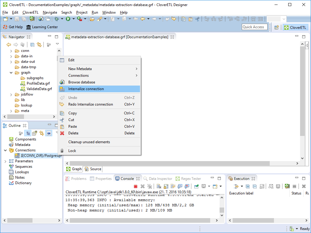 Internalizing External (Shared) Database Connection