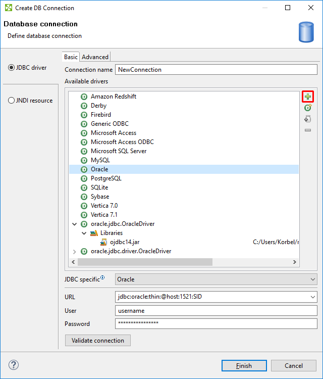 Adding a New JDBC Driver into the List of Available Drivers