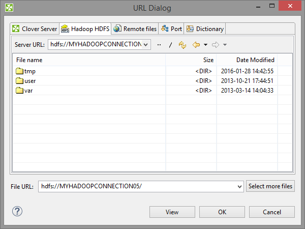 URL File Dialog - Hadoop HDFS