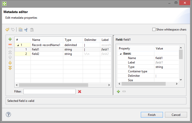 Metadata Editor with Default Names of the Fields